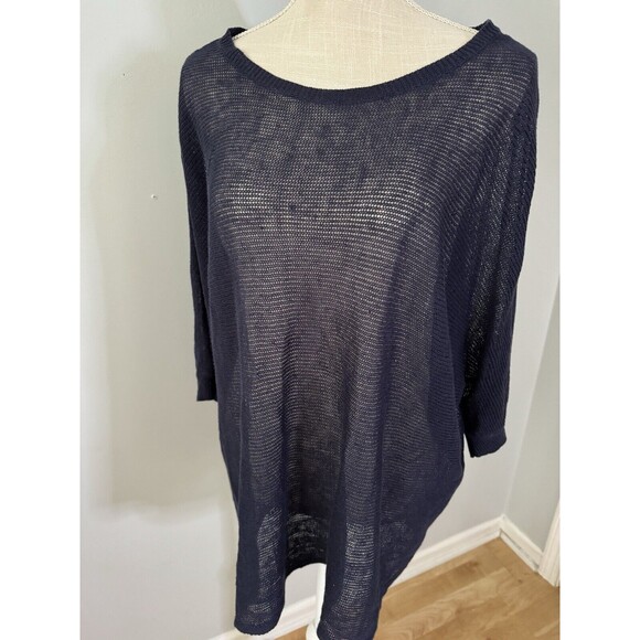 Eileen Fisher Blue‎ Organic Linen Lightweight Blouse Minimalistic Lagenlook S - Picture 2 of 7